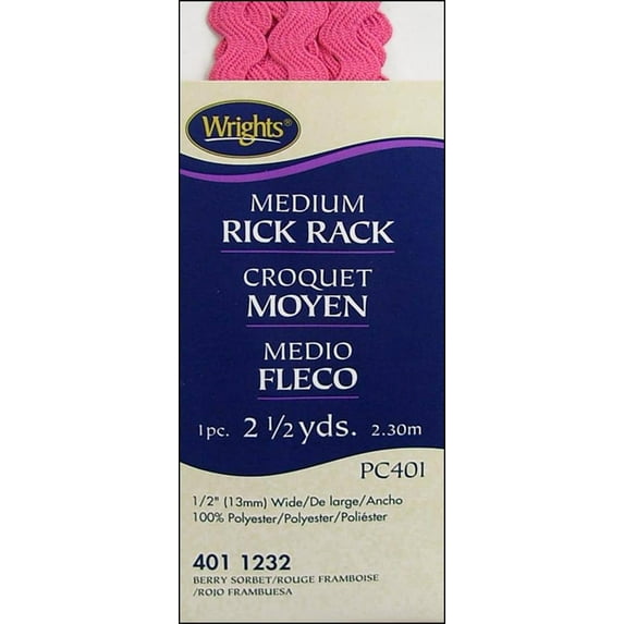 Medium Rickrack 1/2"X2-1/2yd - Berry Sorbet