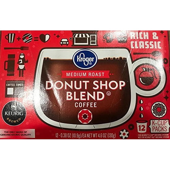 Medium Roast Donut Shop Blend Coffee 12 Count K-Cups (4 Pack, 48 Total)