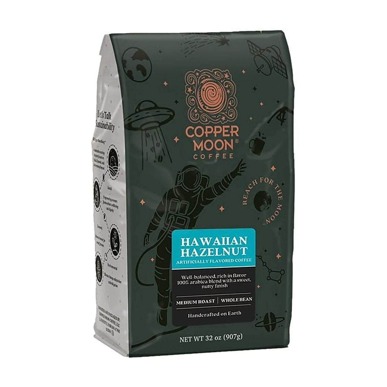 Medium Roast Whole Bean Coffee, Hawaiian Hazelnut Blend, 2 Lb