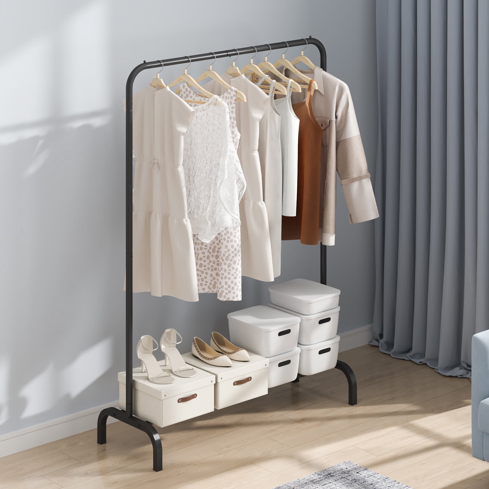 Medium Rolling Clothes Rack Portable Garment Rack for Hanging Clothes ...