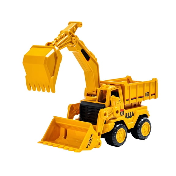 Medium Sand Digger Truck with Inertia Drive – Friction Powered Construction Vehicle for Beach and Sandbox – Thick Drop-Resistant Plastic