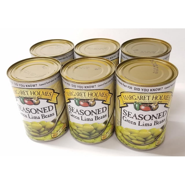 Medium Seasoned Green Lima Beans, 15oz Can (Pack of 6)