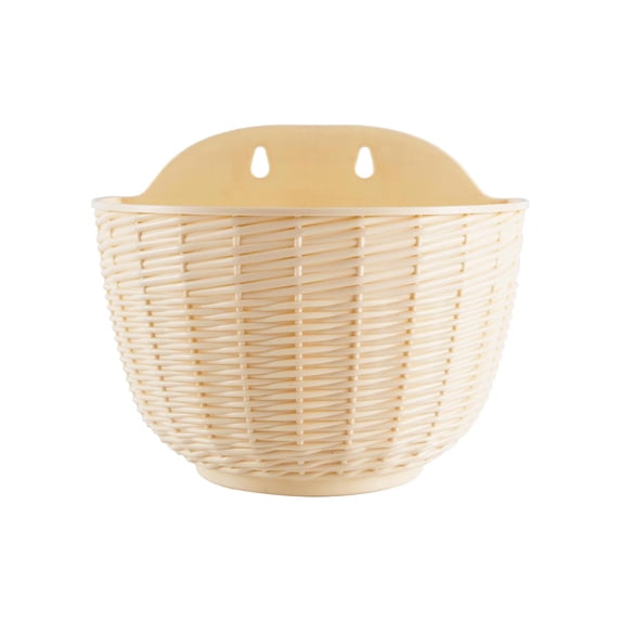 Medium Semi-Circular Wall Mounted Hanging Planter Plastic Ivy Flower Pot for Balcony Indoor Outdoor Home Garden Decor(Beige)