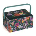 Medium Sewing Box Organiser Fabric Covered Storage Box, Handle ...