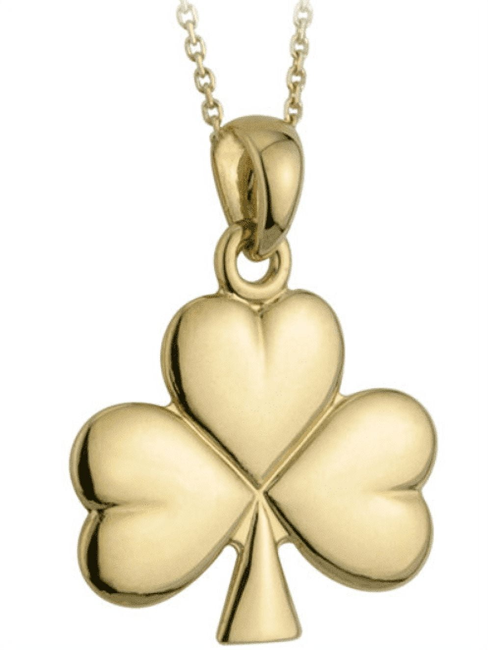 Medium Shamrock Necklace Gold Plated Irish Made