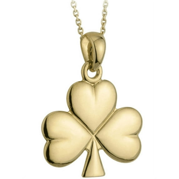 Medium Shamrock Necklace Gold Plated Irish Made