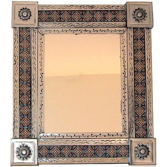 Medium Silver Granada Tile Mexican Mirror