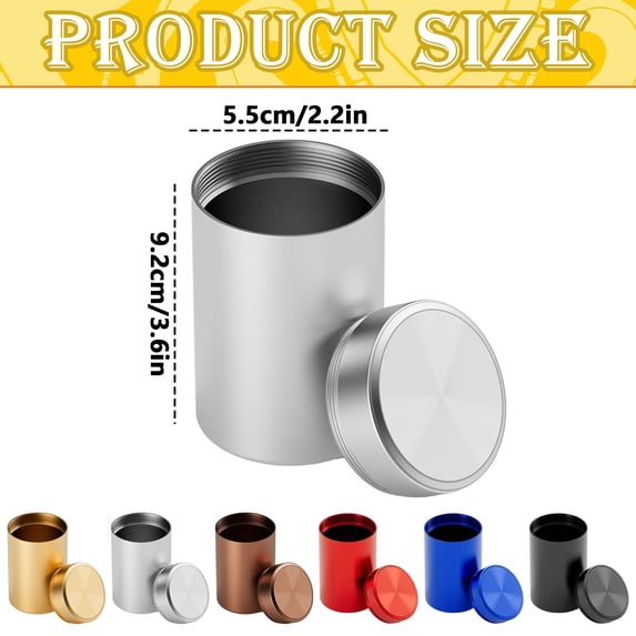 Medium Silver Portable Aluminum Tea Canister, Airtight Travel Tea Storage Tin for Loose Leaf Tea Outdoor Daily