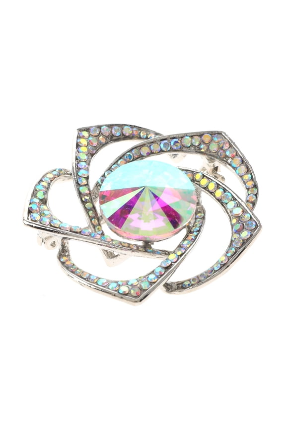 Medium Size Crystal Rose Brooch