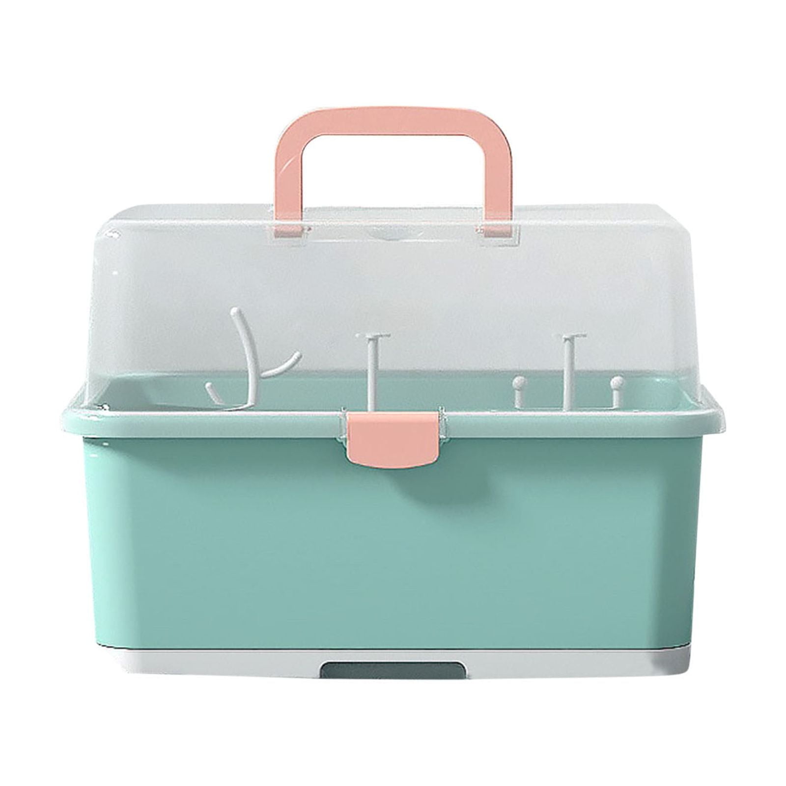 Medium Size Dish Drying Rack and Drain Board with Lid Cover, 14