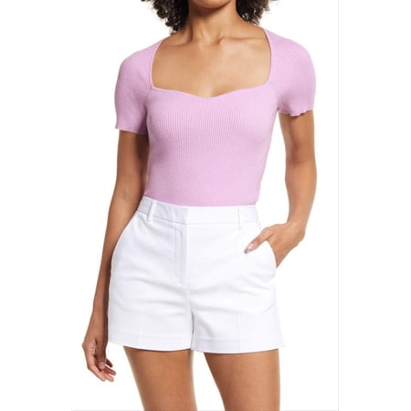 Medium Size Halogen Sweetheart Neck Rib Sweater in Purple Bloom from Nordstrom