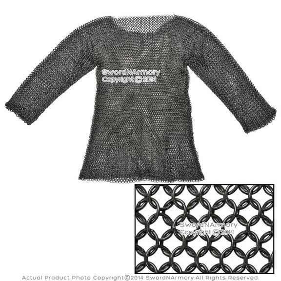 Medium Size Hauberk Full Sleeves Chainmail Shirt Butted LARP Renaissance Costume