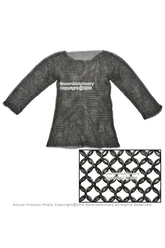 Medium Size Hauberk Full Sleeves Chainmail Shirt Butted LARP Renaissance Costume