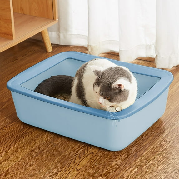 Medium Size Semi-Enclosed Cat Litter Box with Removable Lid Spill Proof Design Easy to Clean Plastic Tray for Indoor Feline Toilet Needs