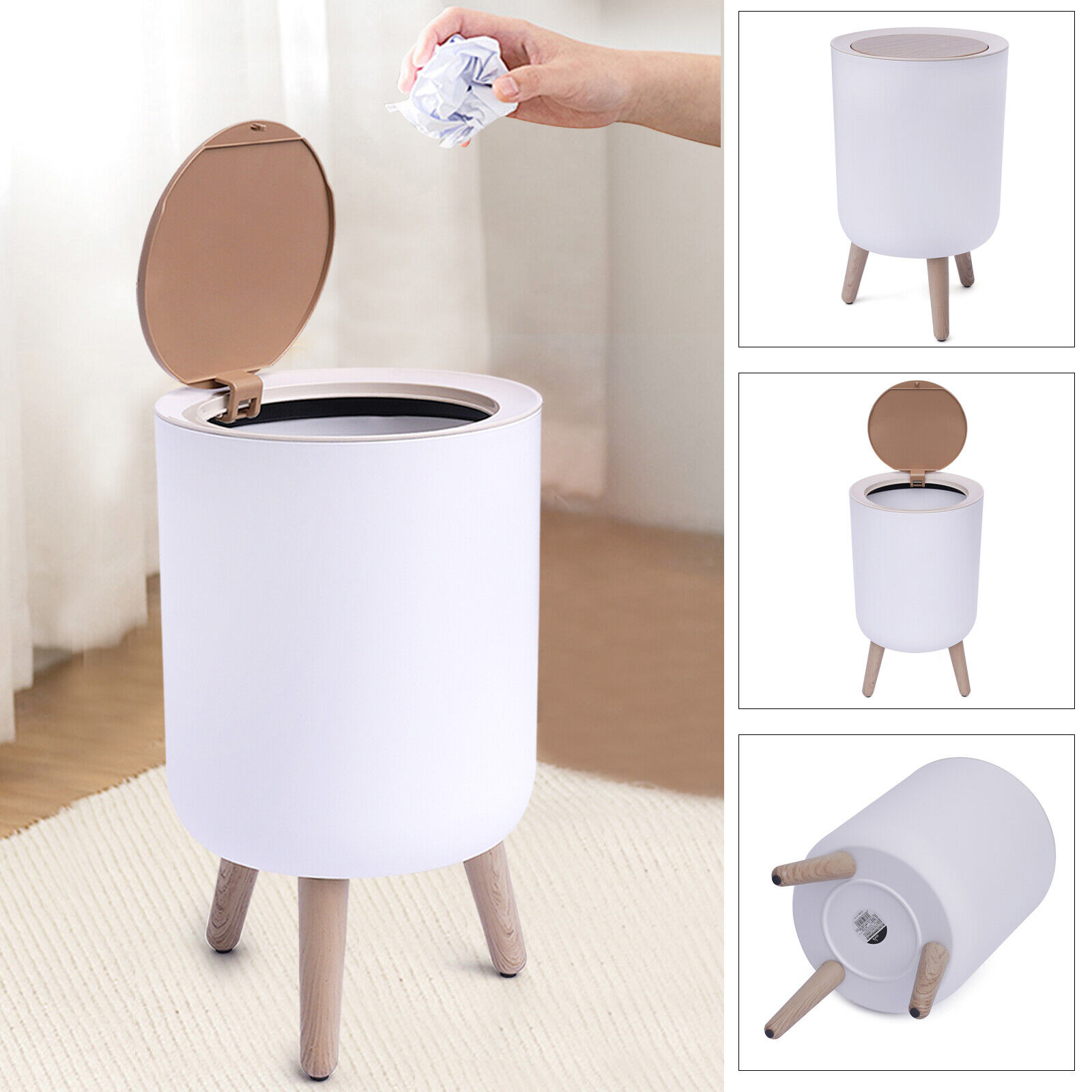 Medium Size Trash Bin Trash Can Home/Office/Kitchen Rubbish Waste Dust Bin 7L