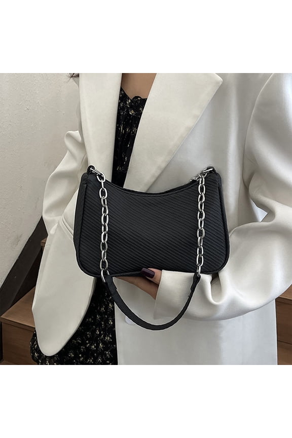 Medium Size Women's Crossbody Bag, Lightweight PU Leather Shoulder Purse with Long Strap, Compact Handbag for Phone Wallet Keys, Everyday Casual Bag for Dating Shopping Work(Black)