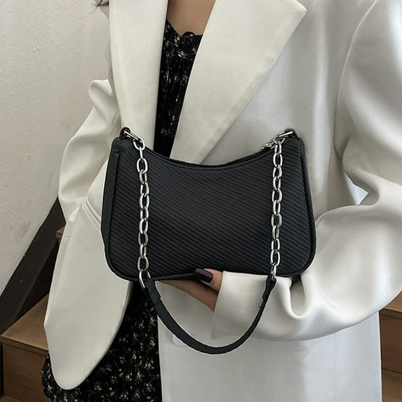 Medium Size Women's Crossbody Bag, Lightweight PU Leather Shoulder Purse with Long Strap, Compact Handbag for Phone Wallet Keys, Everyday Casual Bag for Dating Shopping Work(Black)