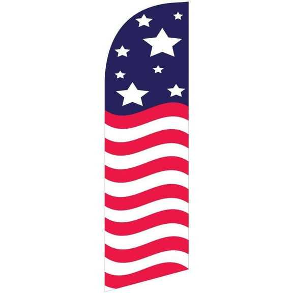 Medium Sized American Glory Flag Feather Banner Flag Sign with Flag Pole, Ground Stake, and Travel Bag