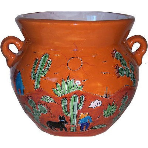 Medium-Sized Desert Mexican Colors Talavera Ceramic Garden Pot
