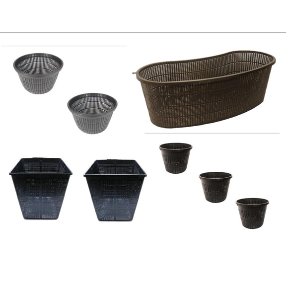 Medium Sized Plastic Pond Planting Baskets Combo Pack, Includes Total 8 Water Garden Pond Plant Plastic Slotted Mesh Plant Pots for Aquaponics and Hydroponics Water Garden Pond Planters