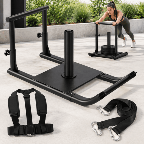 Medium-Sized Workout Fitness Sled, Push Gym Weighted Sled For Adults And