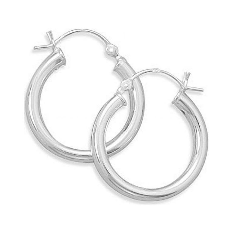 Medium Round Tube Sterling Silver Hoop Earrings Medium Round Tube Sterling Silver Hoop Earrings