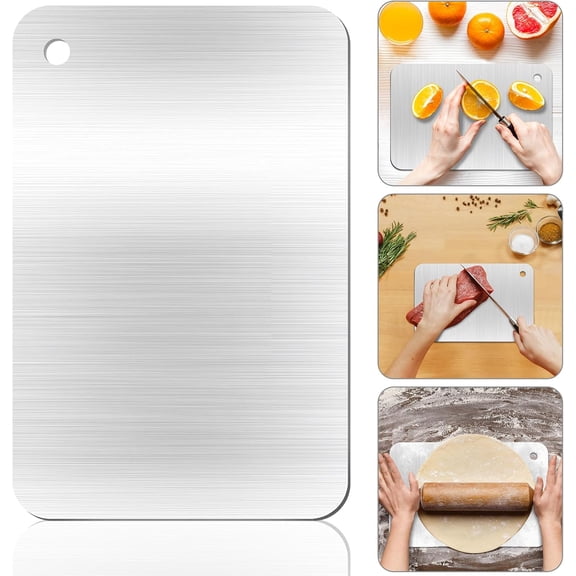 Medium Stainless Steel Double-Sided Titanium Cutting Board – Kitchen Chopping Board, M Size
