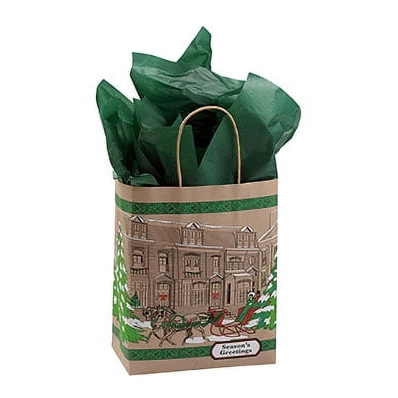 Medium Street Scene Paper Shopping Bags 8 1/4" x 4 3/4"x 10 1/2" - Case of 100- Paper Bags with Handles - Bags for Retail - Multi-Purpose Paper Shopping Bags in Bulk - Durable and Eco-Friendly