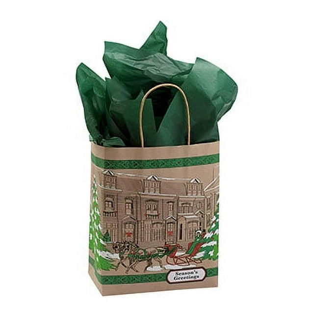 Medium Street Scene Paper Shopping Bags 8 1/4" x 4 3/4"x 10 1/2" - Case of 100- Paper Bags with Handles - Bags for Retail - Multi-Purpose Paper Shopping Bags in Bulk - Durable and Eco-Friendly