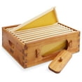 thumbnail image 1 of Medium Super Brood Box with Window, 100% Beeswax Coated Beehive Kit with 10 Wooden Frames and Waxed Foundations for Langstroth Beekeeping, 1 of 7