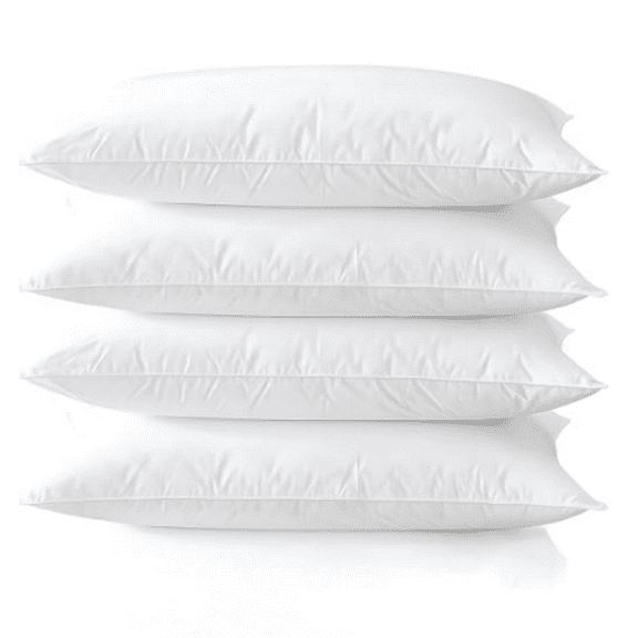 Medium Support Bed Pillows Queen Size Set of 4 Pack for  20"x30", Hypoallergenic Skin Friendly Down Altative Filling for Side Stomach Back S per Machine Washable
