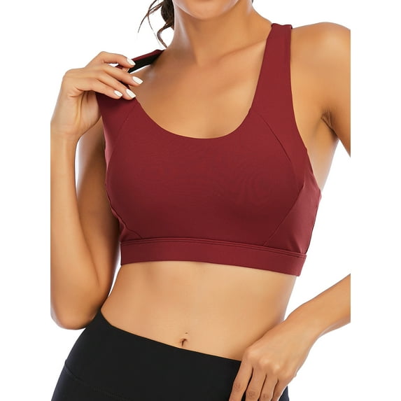 Camisoles Sports Bra for Women, Medium Support Yoga Bra Criss-Cross Back Padded Strappy Sports Bras with Removable Cups