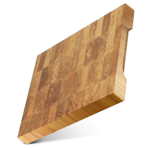 Medium Tone End Grain European Oak Cutting Board 12x10 Inch With Handles
