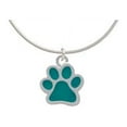 thumbnail image 1 of Medium Translucent Teal Paw Charm Necklace, 18"+2" Extender, 1 of 1