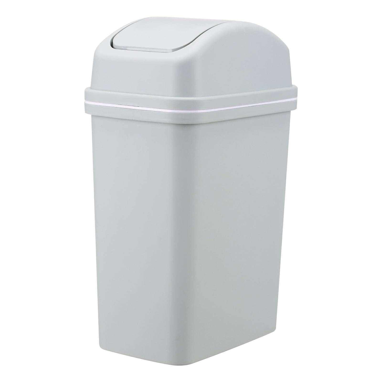 Medium Trash Can, Plastic Swing Top Garbage Can Slim Waste Bin for ...