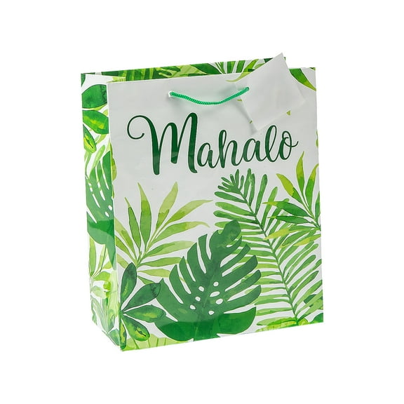 Medium Tropical Leaf Thank You Gift Bags – 12 Pieces