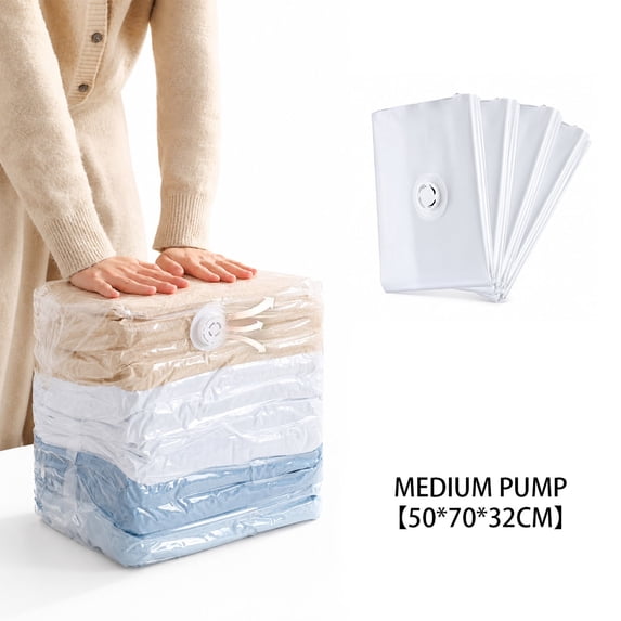 Medium Vacuum Storage Bag – Clear Pouch for Sweaters Jackets Linens, No Vacuum Cleaner Required, Reusable Leak-Proof Design, Great for Holiday Gift Wrapping Home Organizing