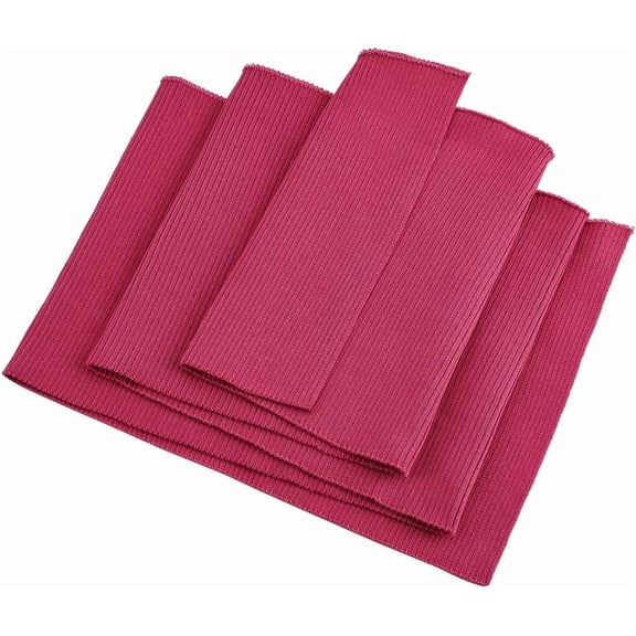 Medium Violet Red Polyester Knitted Rib Fabric 39.3x6.7Inch Solid Pattern Plain Weave Rib Type Fabric Swatch Hand Wash Only Great for Cuffs Waistband Neckband DIY Sewing Mixed Color