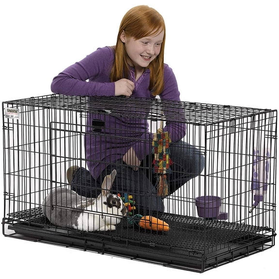 Medium Wabbitat Rabbit Cage, Grid Mesh Floor, Removable Tray, Top & Front Door Access, Rust Resistant Finish, No Tools Required