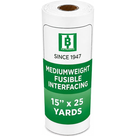 Medium Weight Fusible White Non Woven - Iron On Interfacing 15" x 25yd for Crafting, Quilting, Sewing, Shirt Plackets, Dresses, Collars, Cuffs and Other DIY Projects