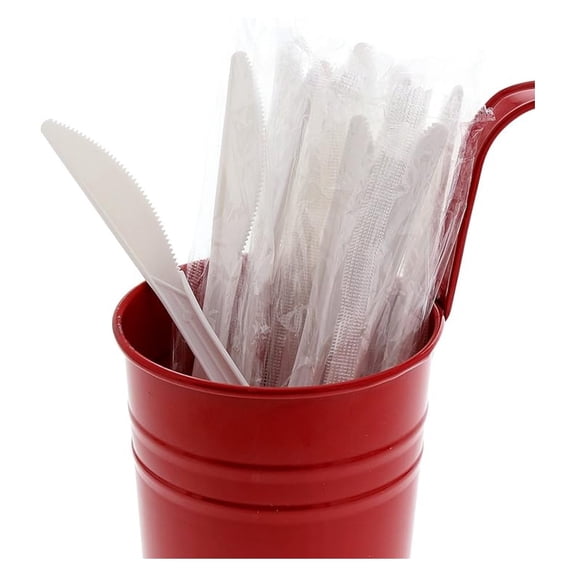 Medium Weight Individually Wrapped Disposable White Knives Case of 1000