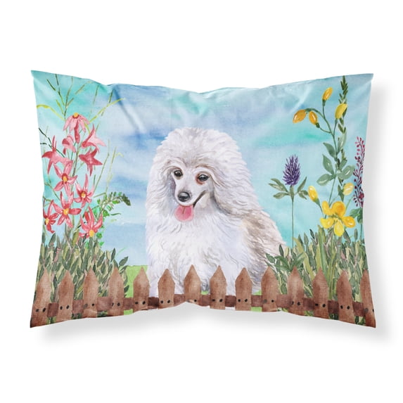 Medium White Poodle Spring Fabric Standard Pillowcase