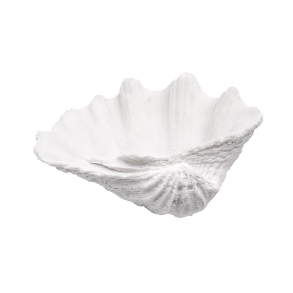 Medium White Scalloped Clam Shell Bowl Nautical Beach House Decor