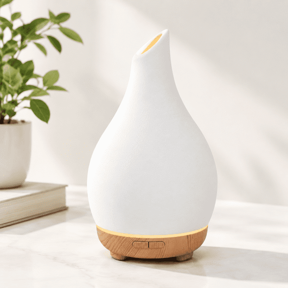 Medium White Vase-shaped Ceramic 150ml Oil Diffuser for Home Use