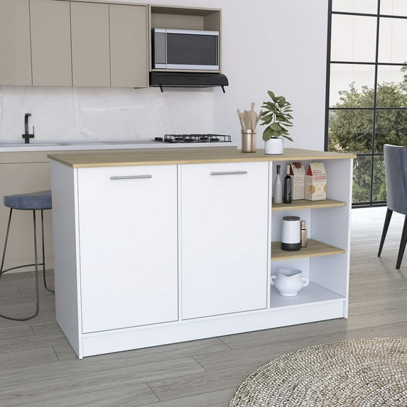 Medium - Width Island | Perfect for Meal Preparation in Dining | Four Concealed Shelving Spaces