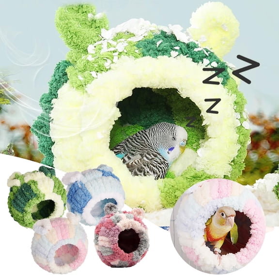 Medium Winter Warm Bird Nest Cage - Comfortable Bird Bed with Support Board, Hanging Cute Cozy Plush Shed Hideaway Hut for Macaws African Grey Amazon Parrots