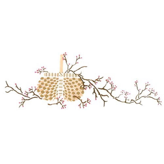 Medium Winterberry Basket Wall Stencil SKU #3592 by Designer Stencils