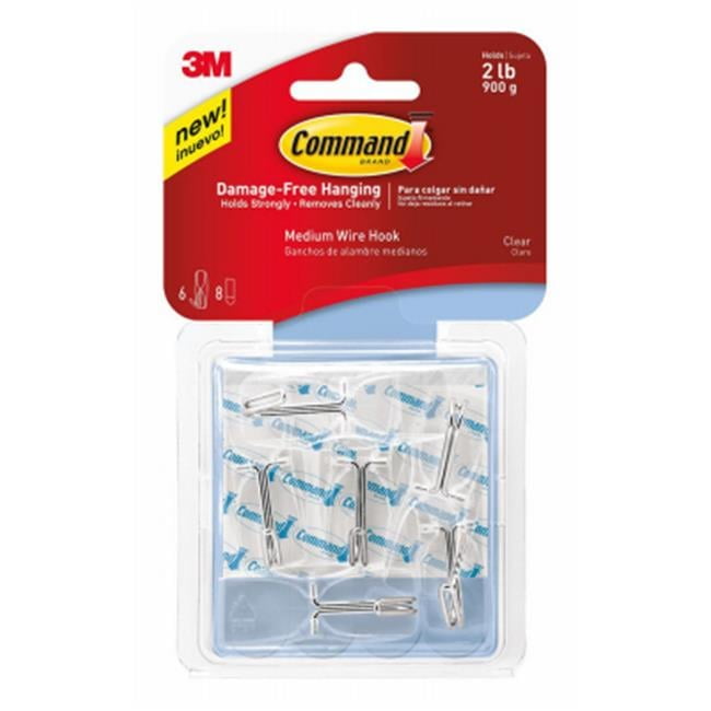 Command Wire Hook Value Pack, Clear, Medium, 6 Hooks, 8 Strips/Pack Command Wire Hook Value Pack, Clear, Medium, 6 Hooks, 8 Strips/Pack
