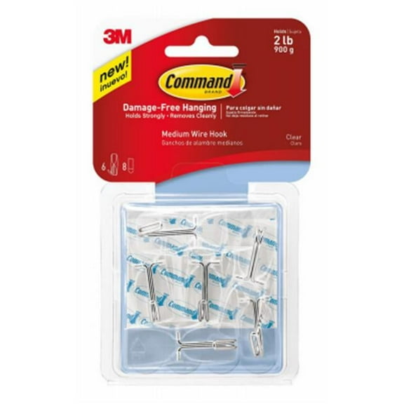 Medium Wire Toggle 6 Hooks & 8 Strips Value Pack - Clear