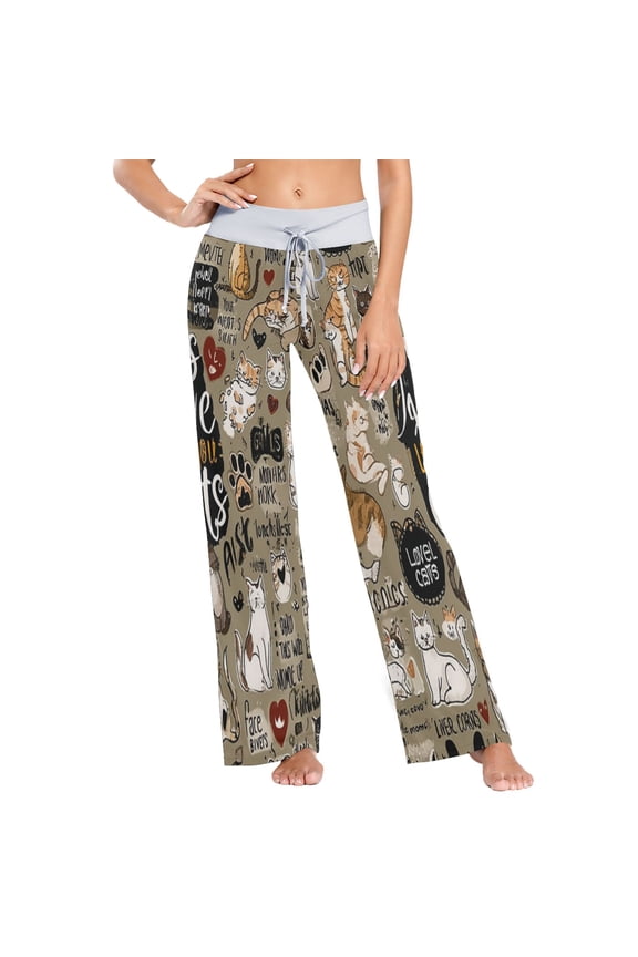 Medium Women's Comfy Casual Pajama Pants Stretch Fabric Suitable for Yoga Pants Hippie Pants，The Best Holiday Gifts for Women The Cat Is Lazy